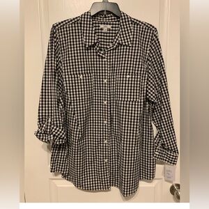 Croft & Barrow Black and White Gingham Button-Down Shirt